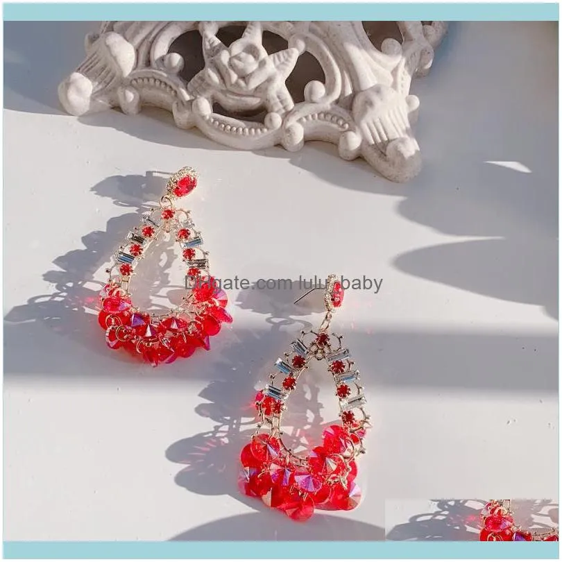 Dangle & Chandelier Festive Exaggerated Red Crystal Earrings