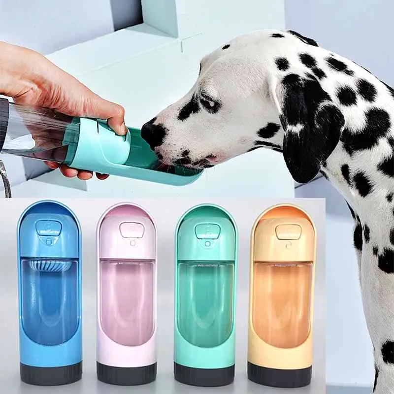 Botella de agua portátil para perros Tazón Waterer para PET Calabaza Bebedero Alimentador Viaje Cachorro Beber Dispensador al aire libre Accesorios 210615