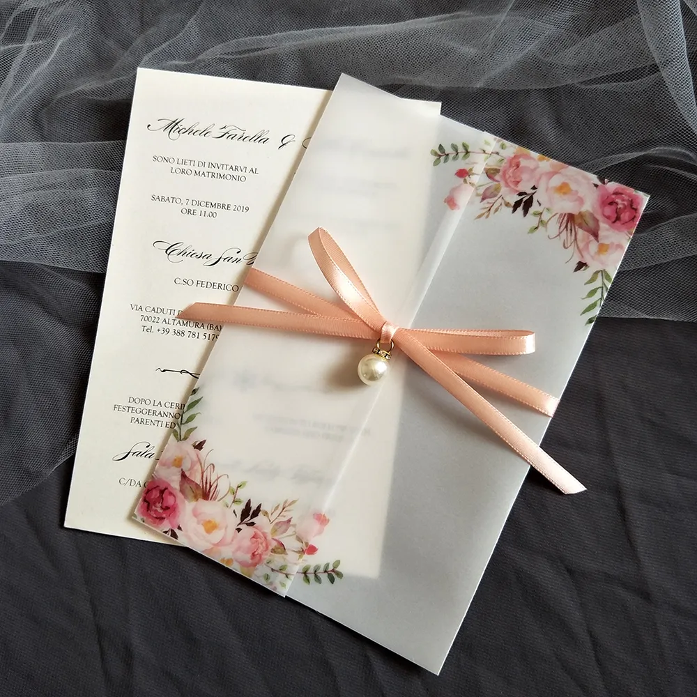 LUCKY STAR 25 Sets Shiny Gold Foil Floral Embossing Vellum Wedding