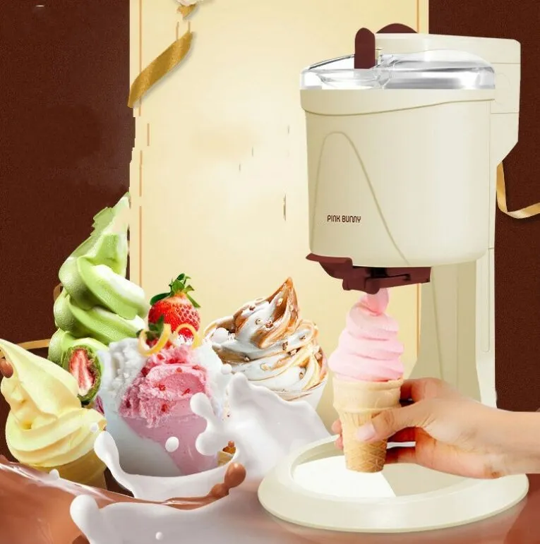 1000ml Mini Ice Cream Tools Fruit Soft Serve Machine for Home Electric DIY Kitchen Maker Fully Automatic Kid