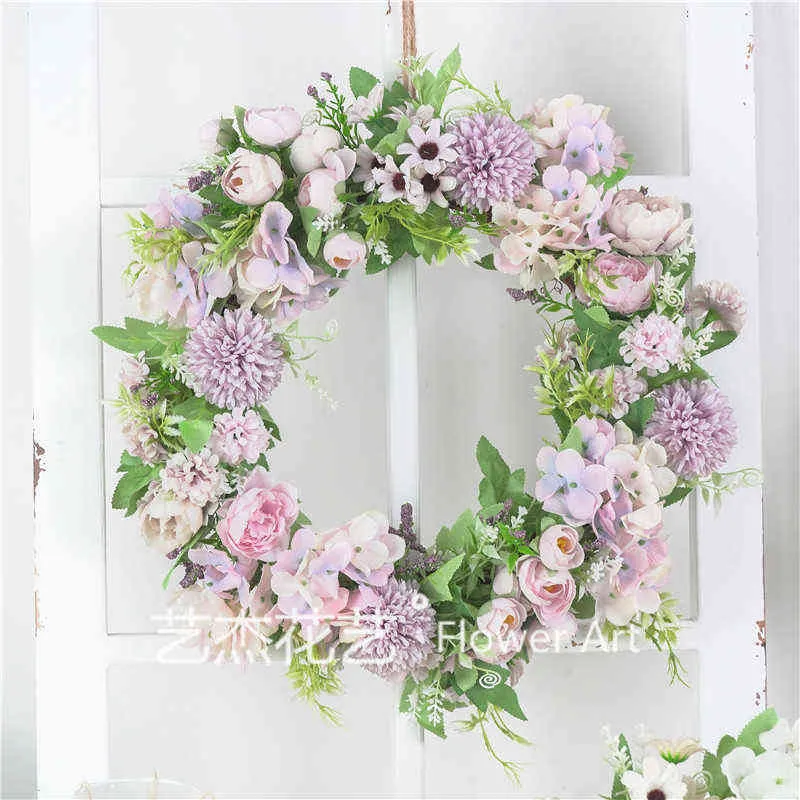 40 cm Yapay Garland Asılı Kapı Düğün Dekoratif Çelenk Fotoğraf Prop Pencere Ev Dekorasyon Çiçek Noel Çelenk G0911