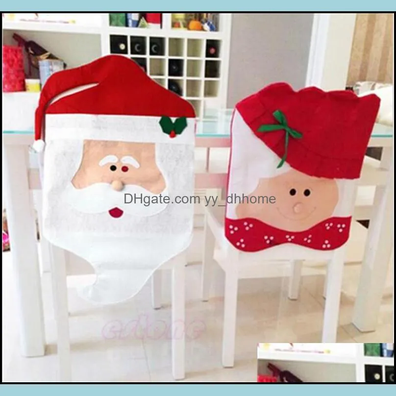 Santa Claus Mrs. Claus Cap Chair Covers Christmas Dinner Table Decoration for Home Chair Back Cover Decoracion Home Garden