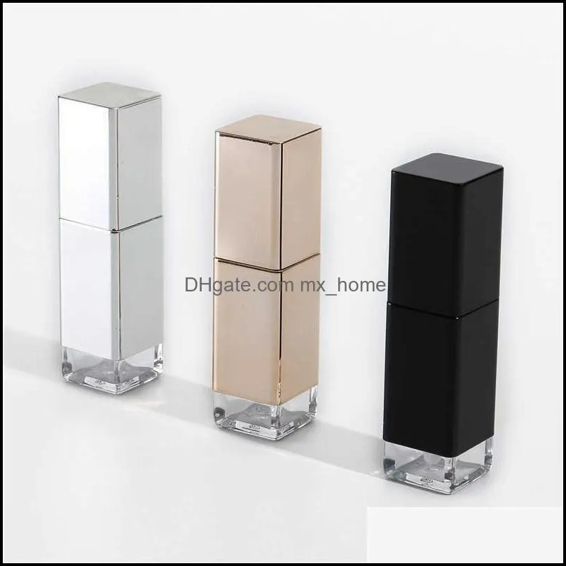 Storage Bottles & Jars 8ml Empty gloss Tube Black Plastic Lipstick Refillable Bottle Cosmetic Clear Bottom Lipgloss Package Makeup Lip Oil Containe