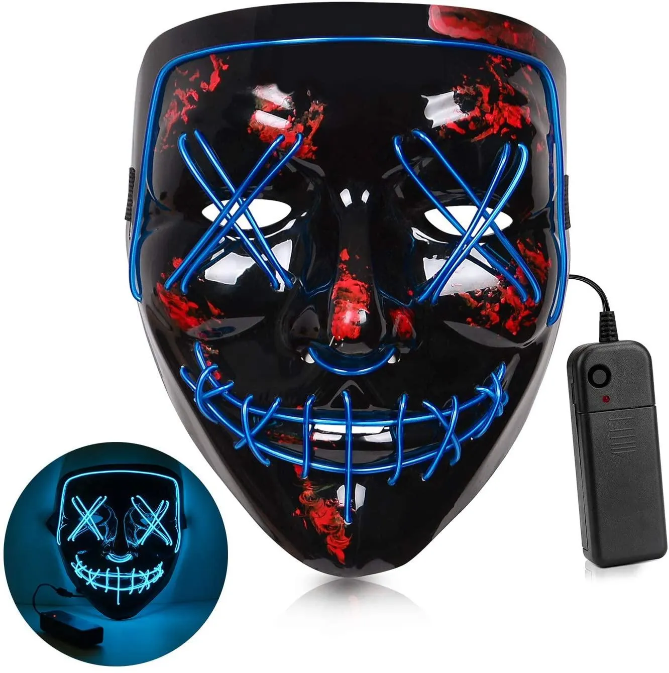 Cosmask Halloween Mixed Color LED Mask Party Masque Masquerade Masker Neon Maske Light Glow i den mörka skräcken glödande facecover llf11155