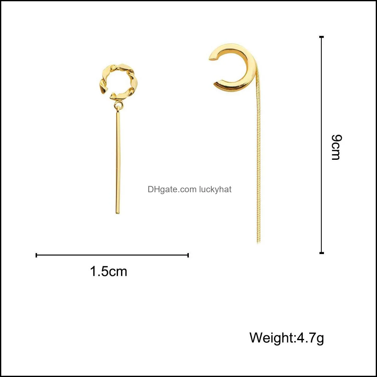 INS Simple Double Line Tassel No Piercing Ear Cuff Earring Accessories Punk Gold Color Jewelry Clip Earrings for Women