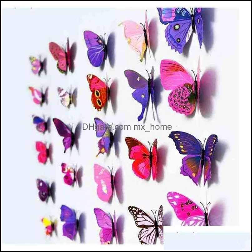 decoration Cinderella of 12pc per set butterflies 3d butterfly pvc removable wall stickers butterflys PY3I