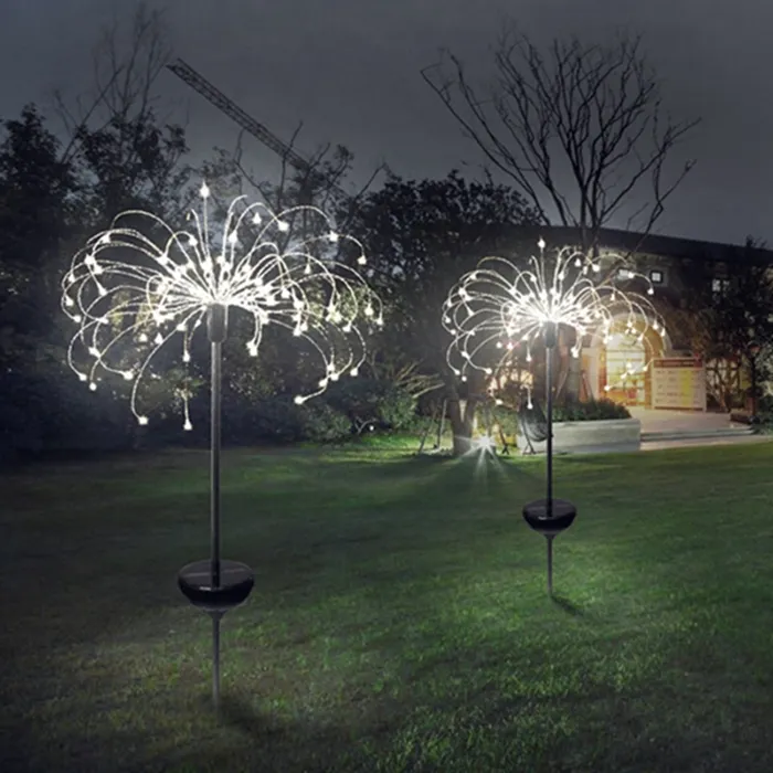 Decorazioni da giardino Luci di fuochi d'artificio solari 120 LED String Lamp Illuminazione esterna impermeabile Lampade da prato Natale ZWL175