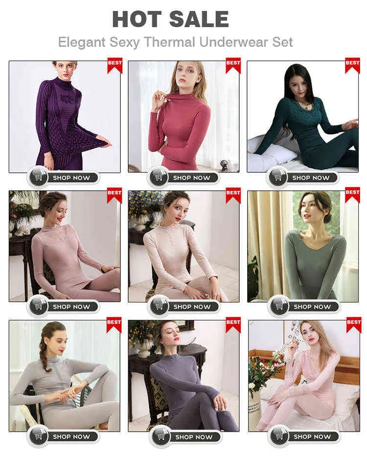 Thermal Underwear Set Women Autumn Winter Warm Underwear Suit O-neck Shirt+ Long  Pants Solid Color Slim Ladies Clothes