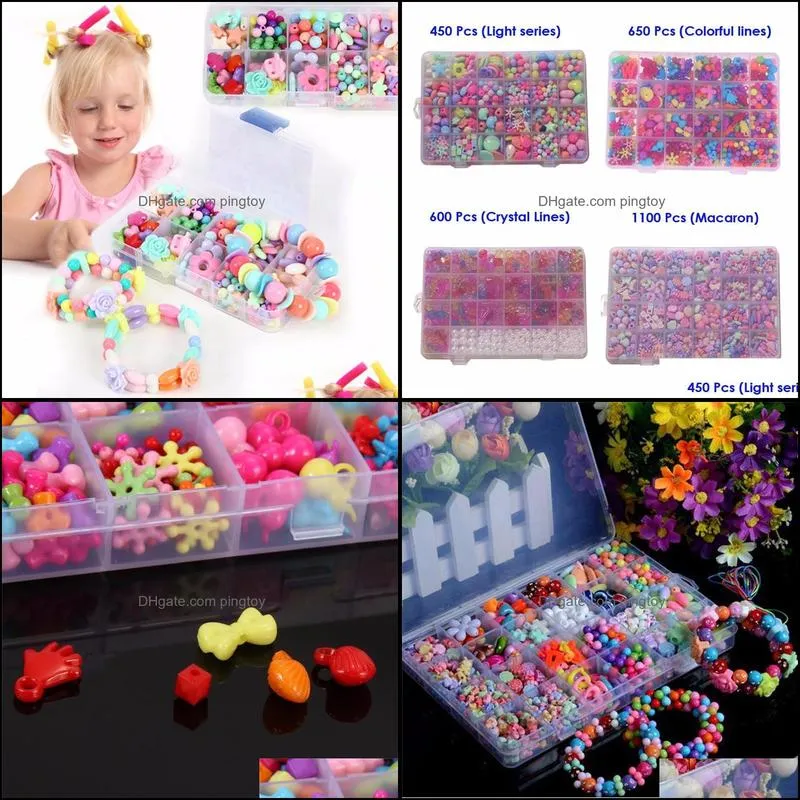 Jigsaw Puzzle Geometric Shape Beads Toys for Girls Children Amblyopia Candy Colors DIY Wear Beads Bracelet Kids Toys