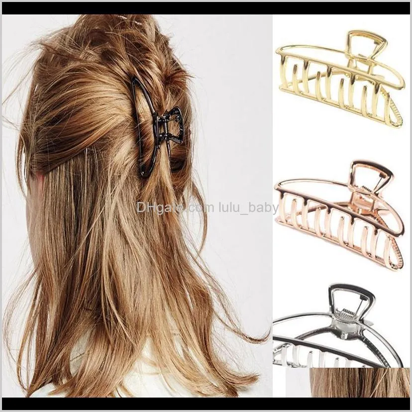 Femmes filles pinces à griffes géométriques crabe lune forme pince griffes couleur unie accessoires épingle à cheveux Largemini taille Wkror Clips Ehzip