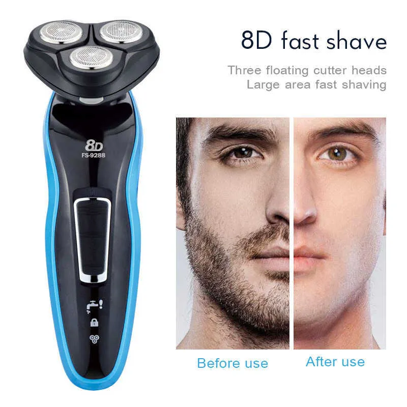 Multifunktionell 4 i 1 Uppladdningsbara Mäns 8d Electric Shaver Nose Trimmer Ansikte Rengöring Borste Triple Blade Face Mäns Razor 36d P0817