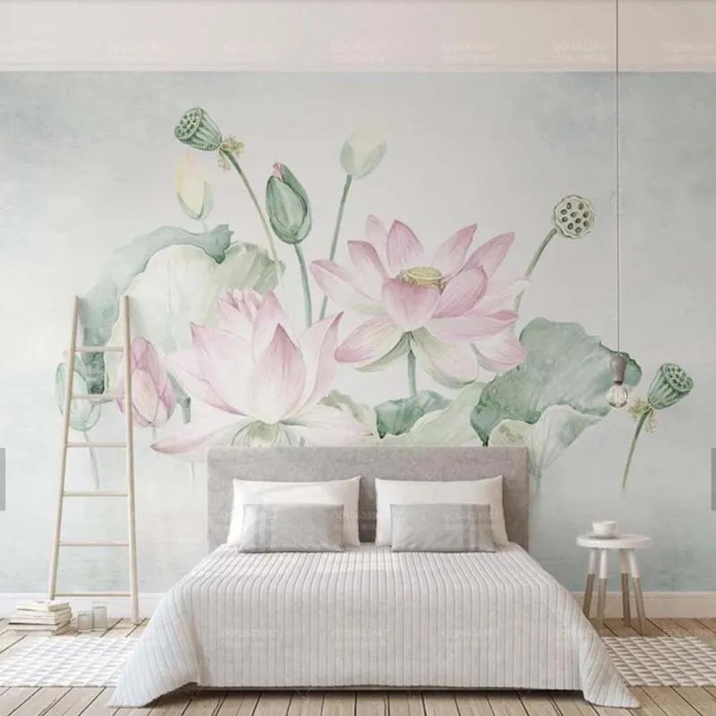 Wallpapers Clearance 3D Water Lily Flower Mural Wallpaper For Living Room Art Wall Oil Painting
