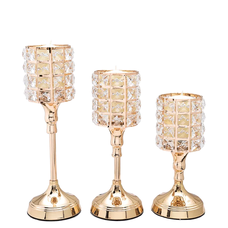 Klassieke Draagbare Candlesticks Crystal Glass Candle Holder Terrarium Bruiloft Vaas Bougeoir Home Hotel Bar Decor