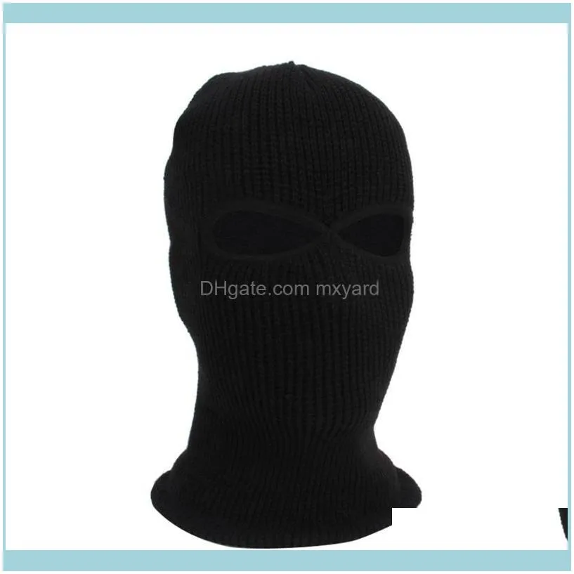 Beanies 2-Hole Knit Ski Mask Balaclava Hat Winter Full Face Cover Neck Gaiter Beanie Cap XX9D