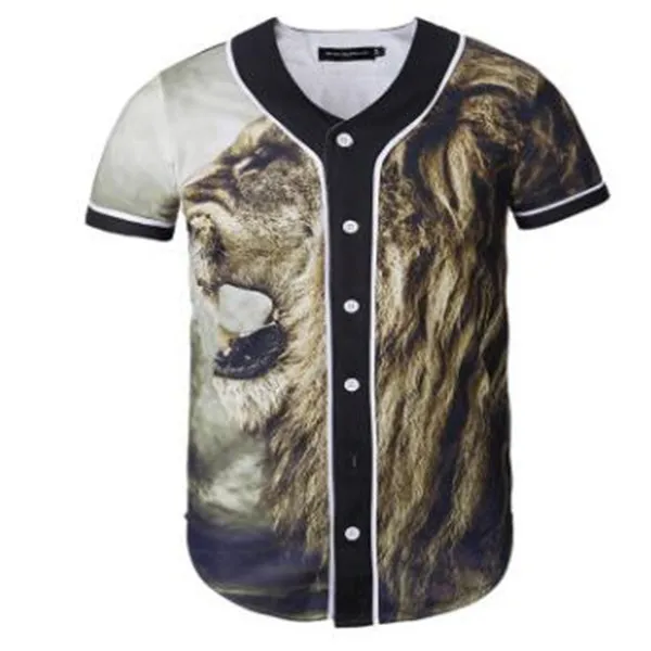 Herren Baseball Jersey 3D T-Shirt Bedrucktes Button Shirt Unisex Sommer Casual Unterhemden Hip Hop T-Shirt Teenager 021