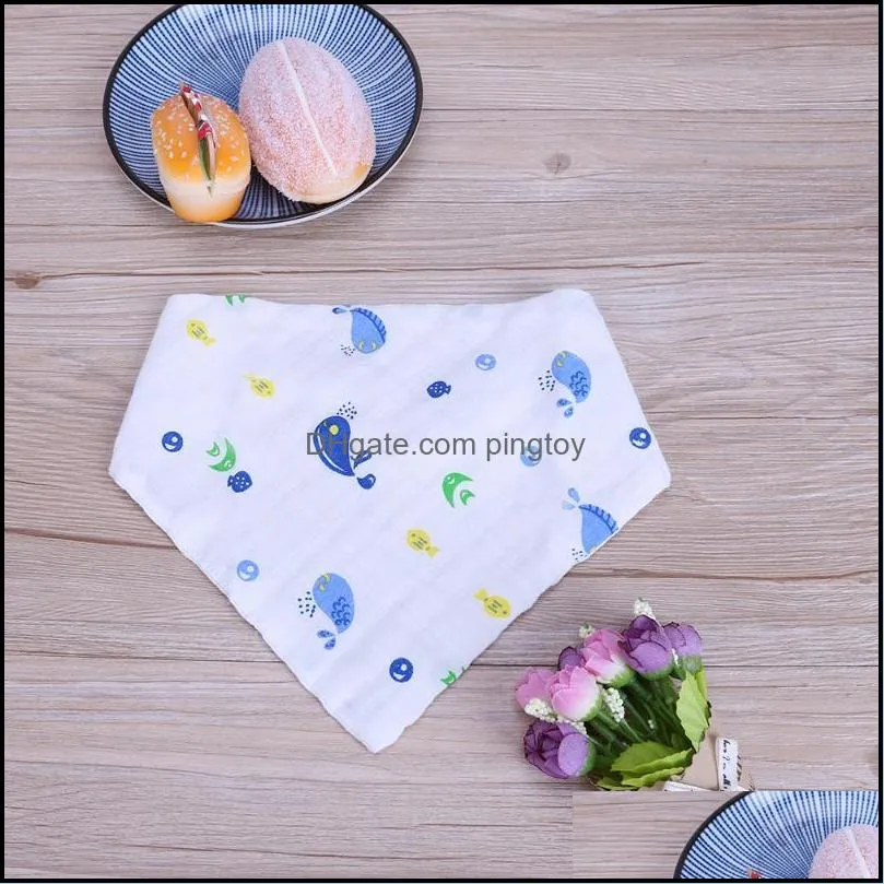 Chiffons bébé, enfants maternité mignon baleine bleue imprimé Triangle alimentation enfant tissu infantile serviette de salive bavoirs bébé rots accessoires livraison directe 2