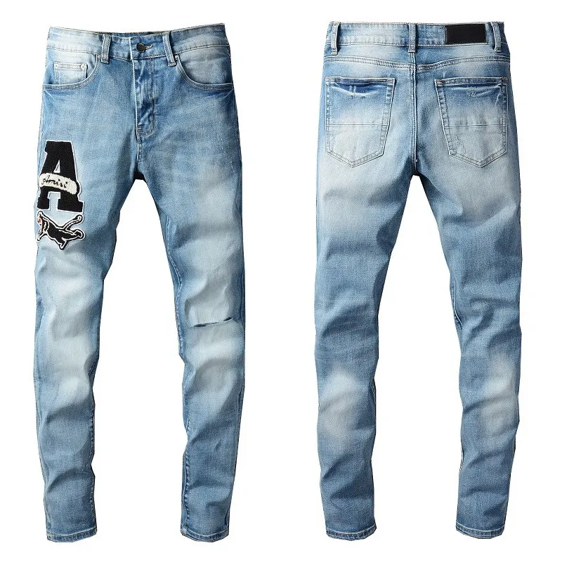 Arnaque de mode de mode moto bleu jeans Thraster plus Slim Fit Denim Stretch-Denim Homme large jambe lâche denim petit ami