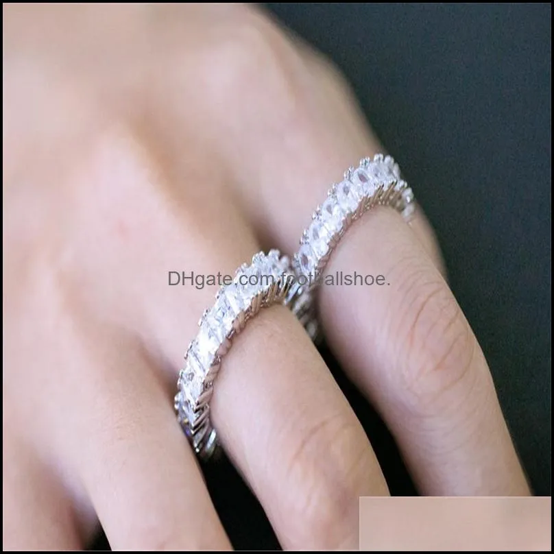 New White Gold Plated Clear CZ Zircon Rings For Women Girls Gifts Shining Crystal Wedding Engagement Ring