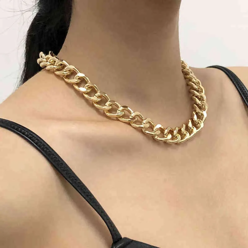 2021 Fashion Big Collana per le donne Twist Gold Gold Argento Color Chunky Spessa Blocco Blocco Choker Catena Collane Party Jewelry Y1208