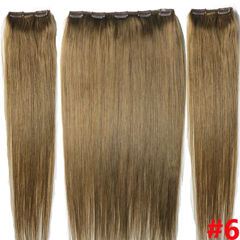 16 "-28" Tre stycken set 160g 100% brasilianska remy Clip-in human Hair Extensions 9 Clips 3pcs Natural Rak