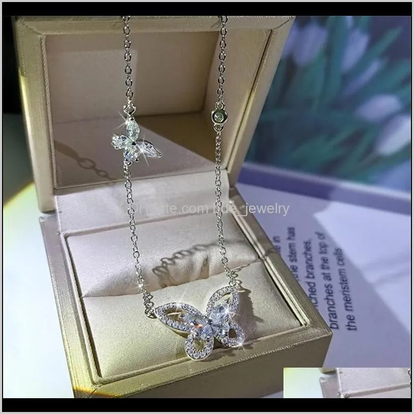 clsssical brand new luxury jewelry 925 sterling silver marquise cut white topaz diamond gemstones butterfly pendant women clavicle