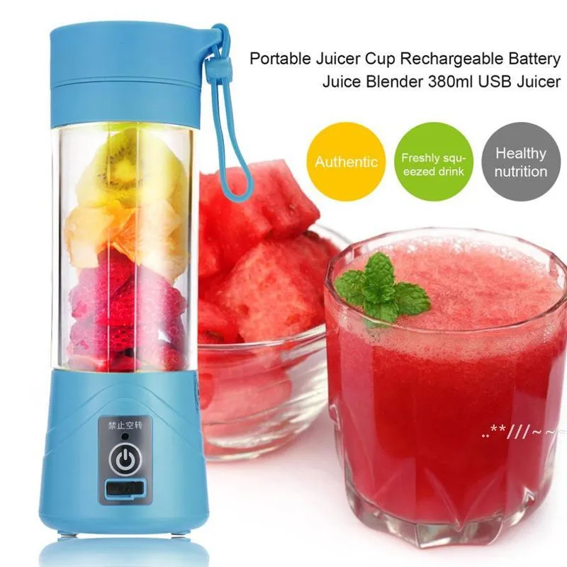 New380ml USB 충전식 Juicer 컵 주스 감귤 믹서 레몬 야채 과일 밀크 쉐이크 스무디 스퀴저 Reamers 병 바다 웨이 EWF6155