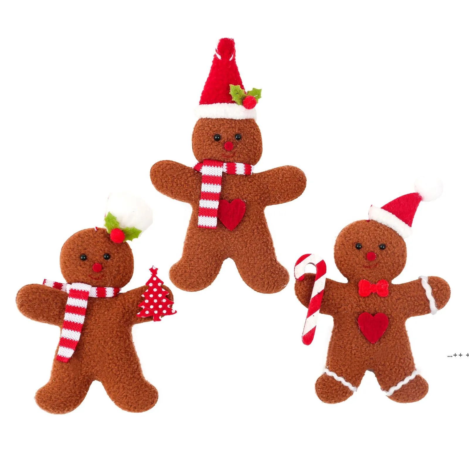 Gingerbread Man Christmas Pendant Decoration Cookie Doll Plush Santa Tree Widget Ornaments Xmas Tillbehör FWB11596