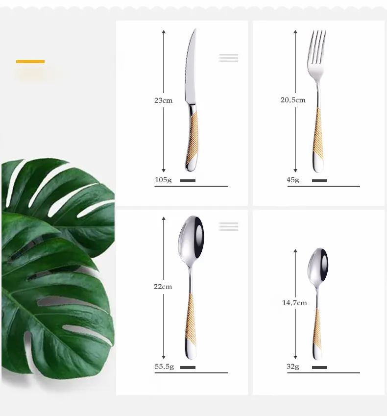 Couverts dorés 16 pièces - Acier inoxydable 18/10, élégants_voghion.com