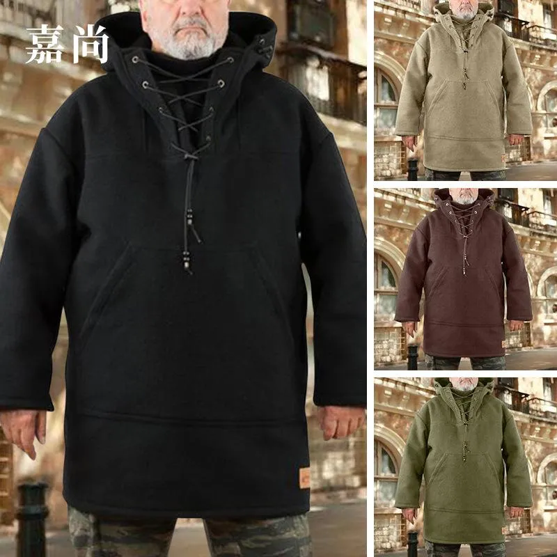 Herrgravrockar Woolen Coat Windbreaker Jacket 2021 Slim Fit Winter Mid-Längd tröja Homme Plus Size Casual