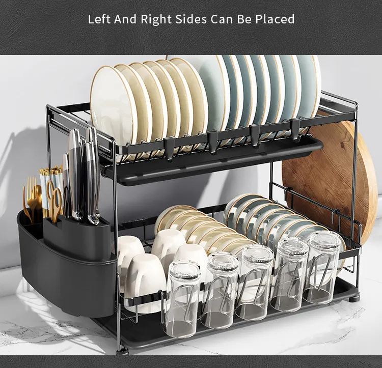 Stainless Steel Kitchen Shelf Organizer Dishes Drying Rack Over Sink Drain Storage Countertop Utensils Holder Dish