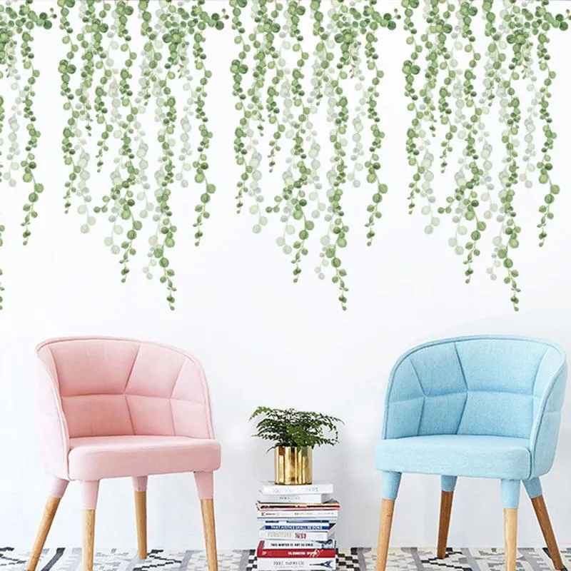 Wall Stickers 2pcs Plants Green Leaves Decals Wallpaper Diy Murals For Kids Bedroom Living Room Decoration