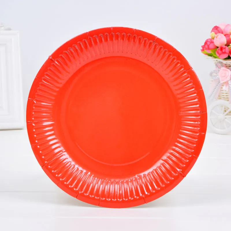 Round Disposable Paper Plate 7Inches Soak Proof Disposable Plates for Wedding Birthday Party /pack