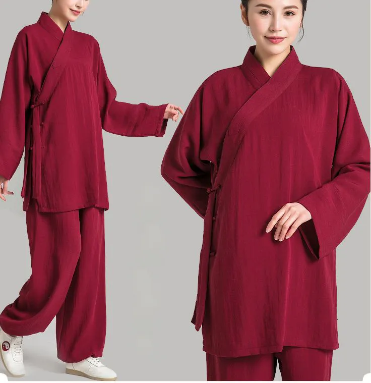22Color Yüksek Kalite Pamuk Keten Wudang Tai Chi Giyim Taiji Wushu Üniformaları Kung Fu Dövüş Sanatları Takım Elbise