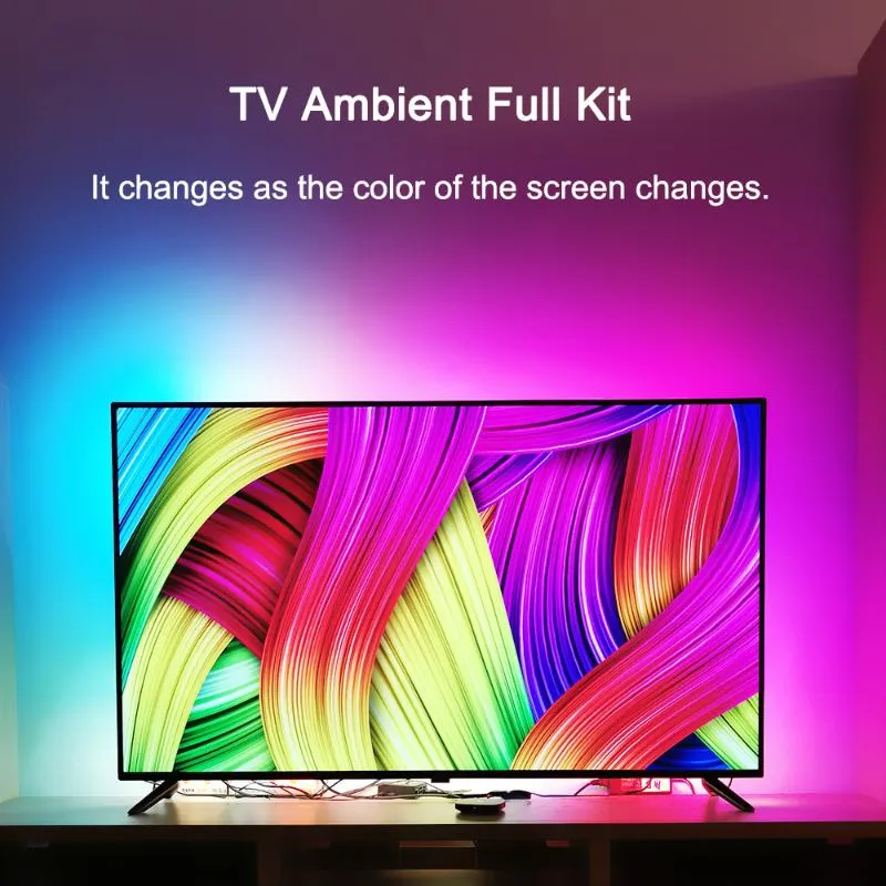 5V WS2812B USB LED Strip light 5050 RGB Dream Color Ambilight Kit for HDTV
