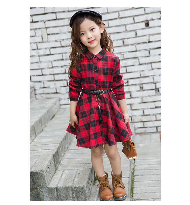 Teen Casual Girl Dresses Fashion Plaid Letter Kids Long Sleeve Clothes Spring Autumn Children Dress For Girls 3 to 13 Years (14)