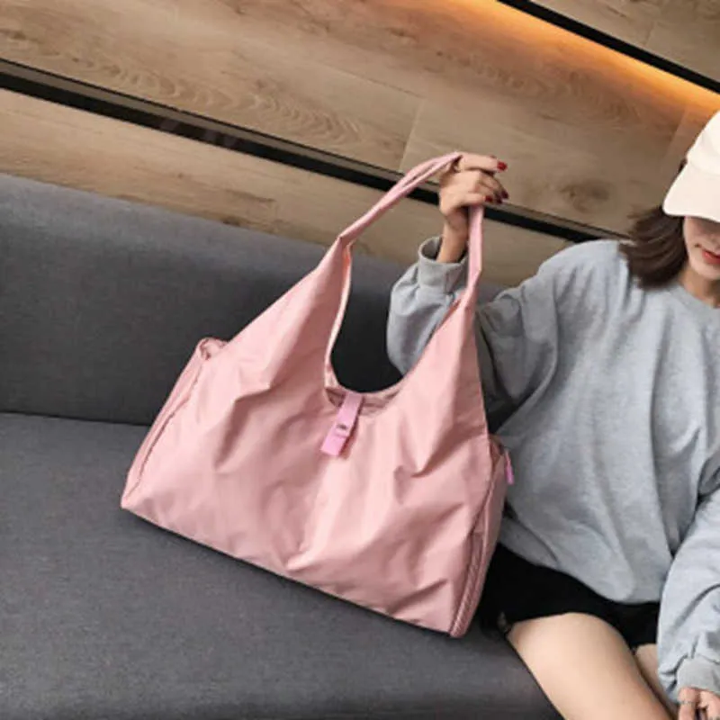 Nylon Women Men Travel Sports Gym Shoulder Bag Large Waterproof Nylon Handbags Black Pink Color Outdoor Sport Bags 2019 New (4)