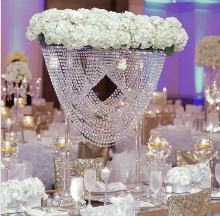 68 cm Tall Acrilico Acrilico Flower Rack Crystal Decorazione di nozze Tavolo Tavolo Cavo Cavo Centrotavola Evento Party