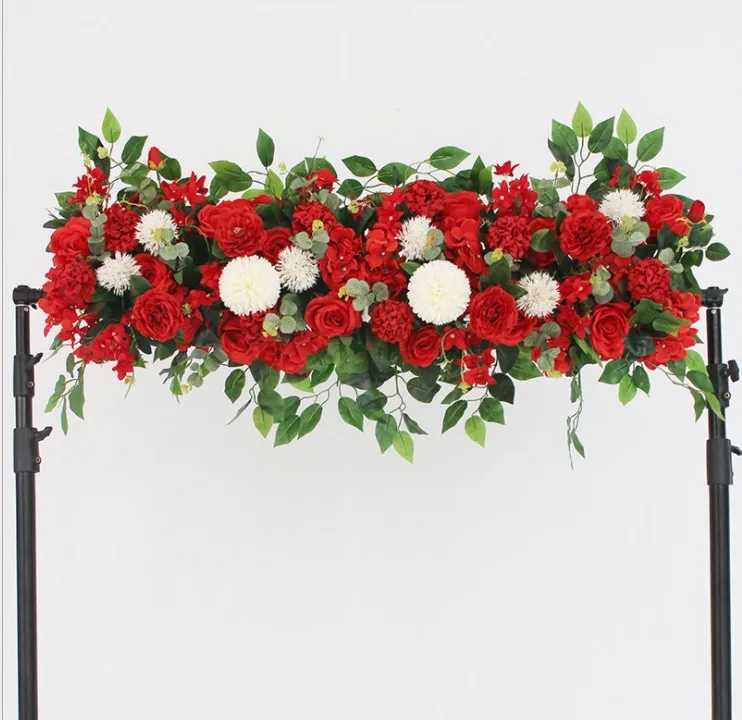 100cm custom wedding flower wall arrangement supplies silk peonies artificial row decor for iron arch backdrop