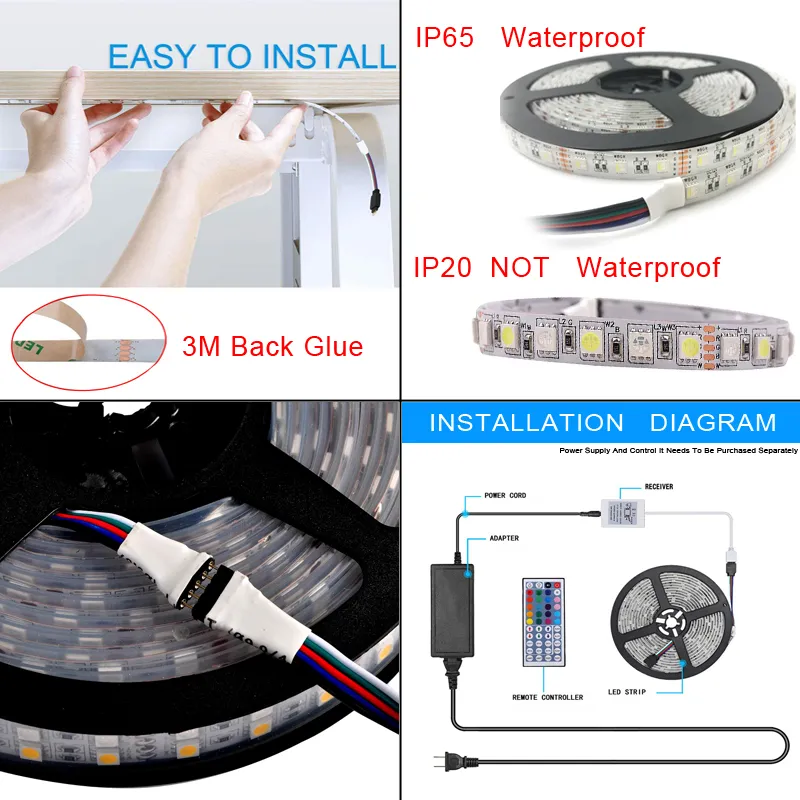 6 Led Light Strip 5M Waterproof IP67 LED Strip Light - 5050 Silicon ...