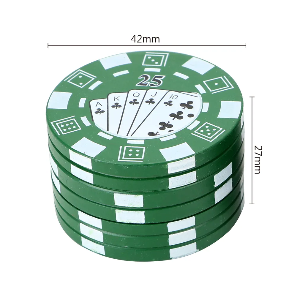 Mooi 3-laags Poker Chip Style Spice Cutter Sigaret Accessoires Gadget Tabak Grinder Herb Cutters