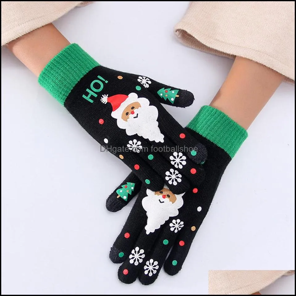 Christmas Glove Full Finger Touch Screen Snowflake Knitted Warm Gloves Unisex Kniting Snowflake Kids Adult Five Fingers Gloves LJJP640