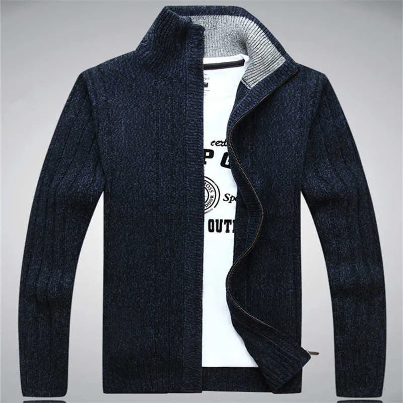 Sweaters Man 2019 Wool Cotton Men's sweater Winter Autumn Zipper Kint Wear Male Cardigan Sweatercoats White Size XXXL Y0907
