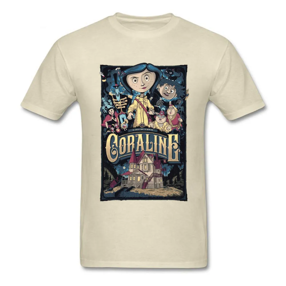 Discount Coraline 18665 Short Sleeve T Shirt Summer/Autumn Round Neck 100% Cotton Tops Shirts for Male Clothing Shirt Leisure Coraline 18665 beige