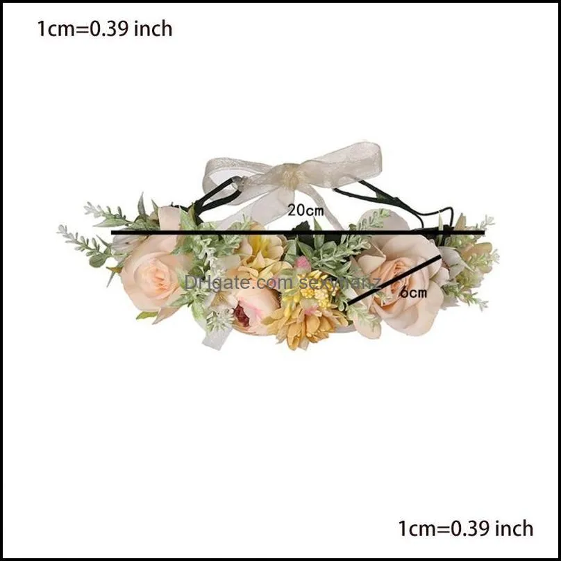 Hair Clips & Barrettes Adjustable Handmade Floral Crown Colorful Flower Wreath With Ribbon Garland Wedding Po Props