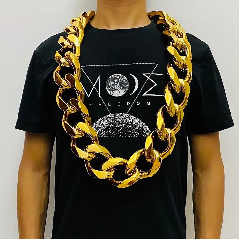 Kedjor Fake Big Gold Chain Men Domineering Hip-Hop Gothic Christmas Gift Plastic Performance Props Local Nouveau Riche Jewelry
