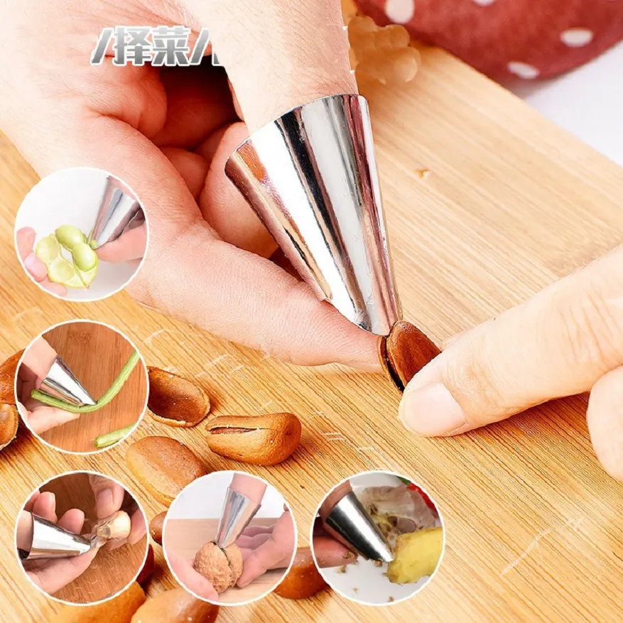 Household utility pine nut kitchen tools stainless steel hand guard pecan clip chestnut peeler 4*2.5cm ZZE5267