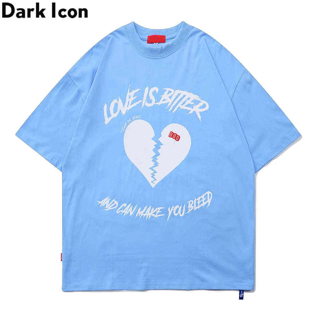 Kırma Kalp Boy erkek T-shirt Kısa Kollu Yaz Hiphop Tişört Streetwear Tee Gömlek 210603