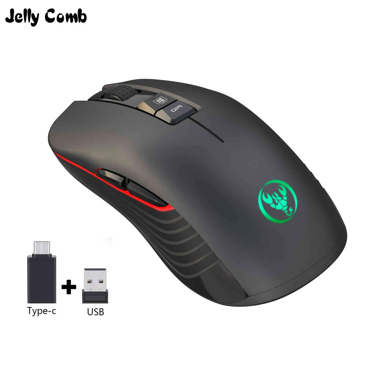 Jelly Comb 2.4GHz souris de jeu sans fil Rechargeable 3600DPI réglable USB type-c souris silencieuse Macbook ordinateur portable Gamer