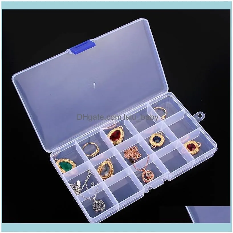 Transparent 15Grid Storage Box Organizer Case Cajas Organizadora Storing Plastic Jewelry Beads Screw Organizador Pouches, Bags