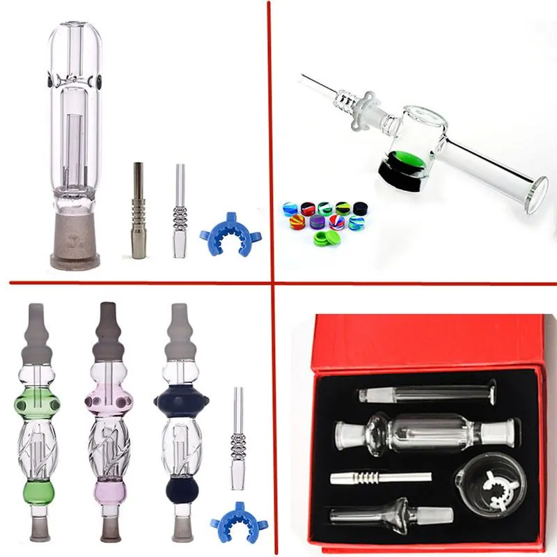 Verre NC kit main Collecteur tuyau avec 10mm 14mm 18mm Pointes de Quartz Titane Pointe Silicone Conteneur Récupérateur Collecteur Kit pour Fumer